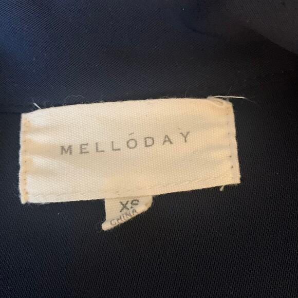 Melloday Navy Blue Cotton Blend V Neck Tunic Top Oversized XS - Picture 4 of 7